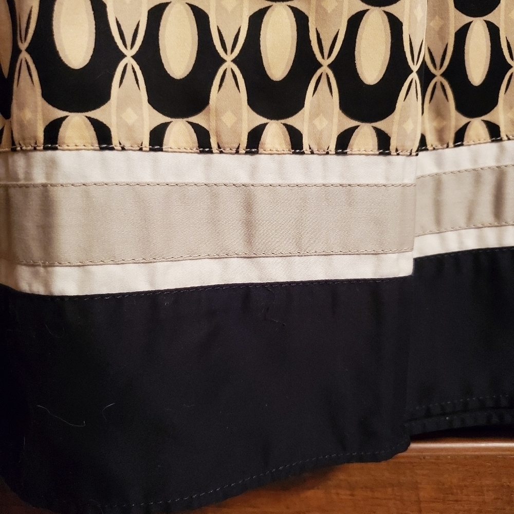 Ann Taylor Women's Skirt Midi Size 4 Black Tan Oval Print A-Line Unlined - Picture 2 of 5